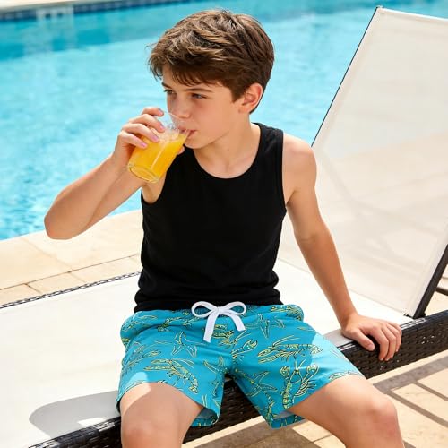 Boys Swim Trunks with Compression Liner - 5-6 Years Lobster