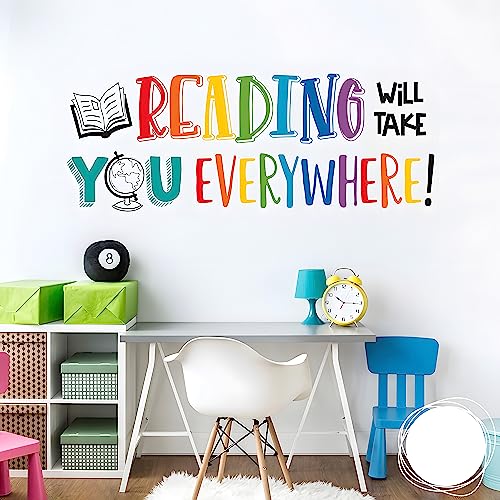 Finduat Reading Will Take You Everywhere Motivational Wall Decal - Nursery & Classroom Decor