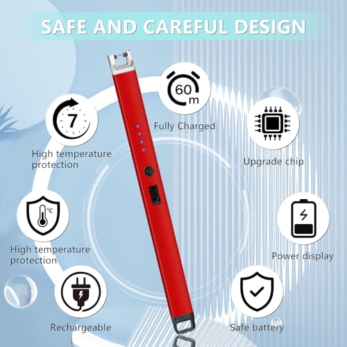 Rechargeable Electric Candle Lighter - Windproof, Red