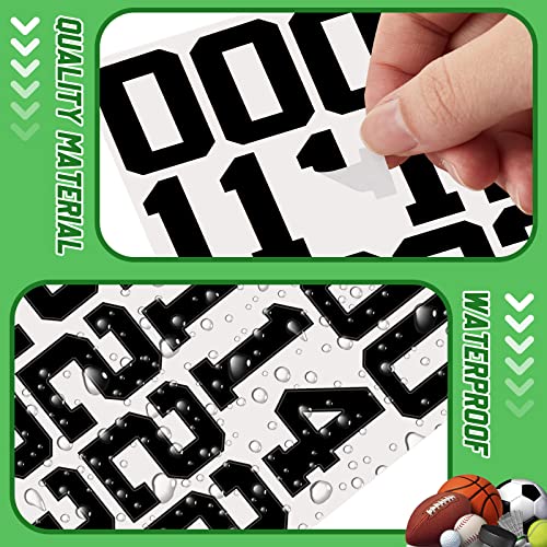 Sports Helmet Numbers Stickers - 102 Pcs Vinyl Decals - Black