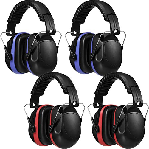 4 Pack NRR 28dB Safety Ear Muffs, Foldable Noise Reduction Safety Ear Protection Adult Noise Cancelling Earmuffs for Shooting