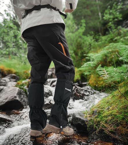SnuYucto Waterproof Leg Gaiters for Men Women Large Black Hiking Snow Boots