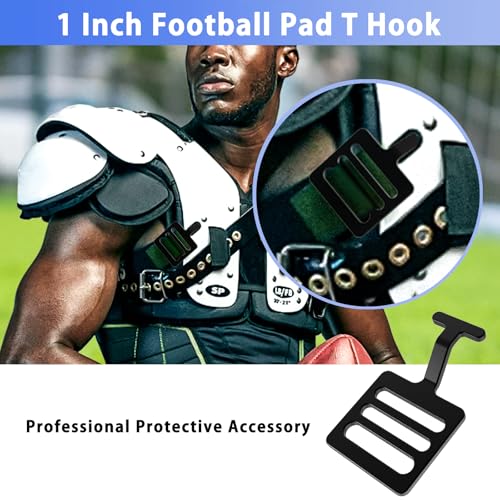Fengone 12 Pack Shoulder Pad T Hooks 1 Inch Replacement Hooks for Football Pads Black 1"