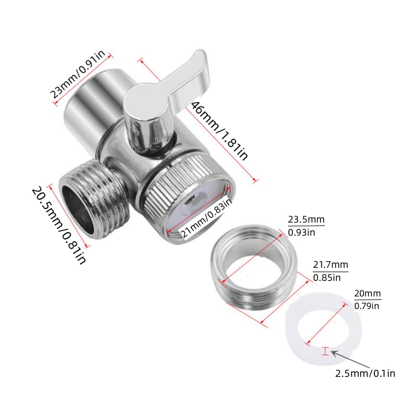 Sink Faucet Diverter Valve, PNXKTXO Sink Valve Diverter Faucet Splitter for G1/2" Shower Hose, Kitchen, Bathroom Replacement Part Adapter M22 X M24