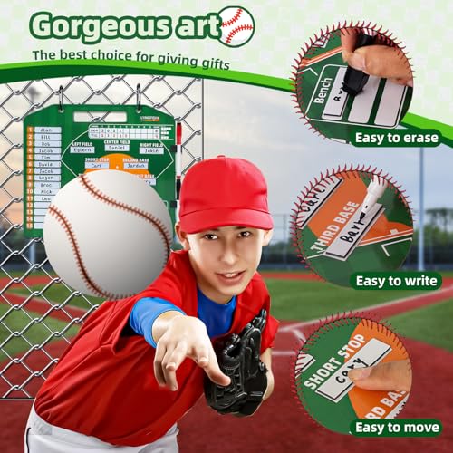 Baseball Lineup Magnets - 40 Pcs Reusable Magnetic Board Pieces