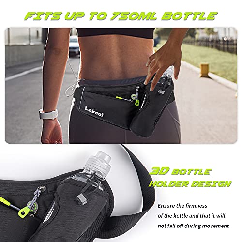 Waterproof Hydration Waist Pack with Bottle Holder - Black