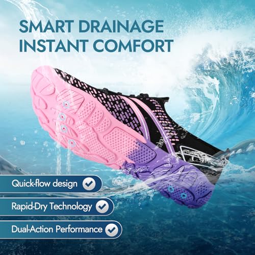 Quick Dry Water Shoes for Women & Men - 8.5 Women/7 Men - Pink