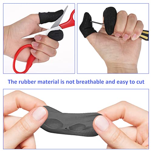 Cut-Resistant Finger Cots - 12 PCS Reusable Protectors - Black