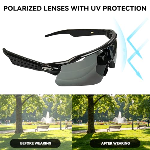 Smart Bluetooth Sunglasses with Open Ear Audio - Black & Grey