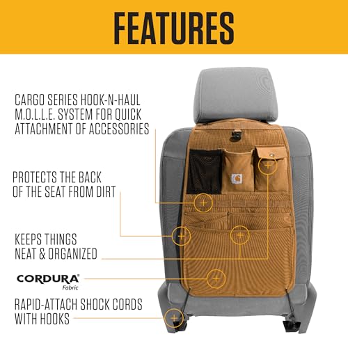 Carhartt Universal Nylon Duck Seat Back Organizer - Brown, 8 Pockets, MOLLE Webbing