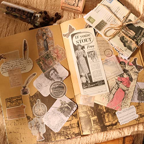 200 Pcs Vintage Scrapbook Stickers - Retro Memory Ephemera Kit