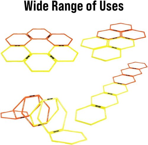 Japard Hex Agility Rings - Speed Training & Footwork Drills | Includes Carrying Bag