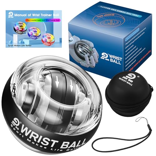 Gyroscopic Wrist Ball Exerciser - Auto-Start Forearm Trainer - Black