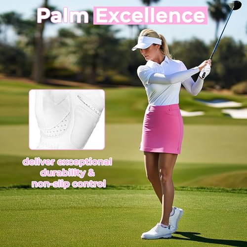 Breathable Women's Golf Gloves - Full White, Medium Size