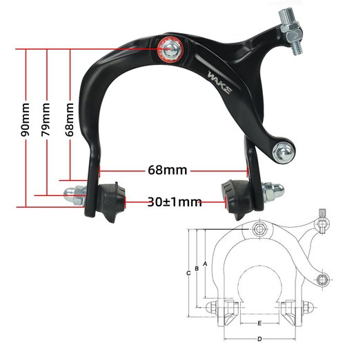 CYSKY Bike Brakes Set, Front and Rear C-Type Brakes Calipers, Include Inner and Outer Cables and Bike Brake Levers Kit for MTB Road Bicycle (Black)