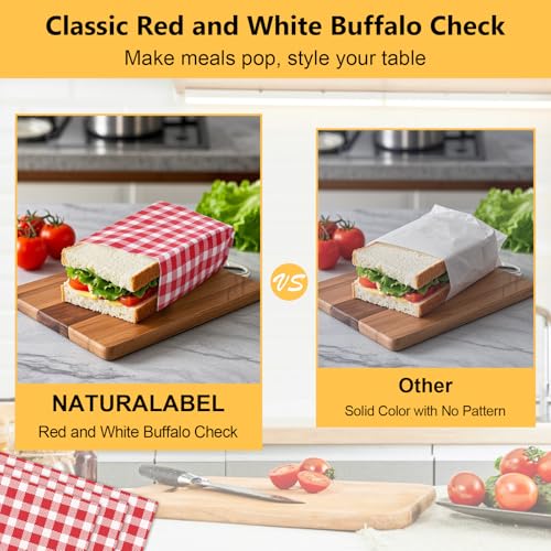 12"x12" Red and White Check Deli Paper - 100 Sheets