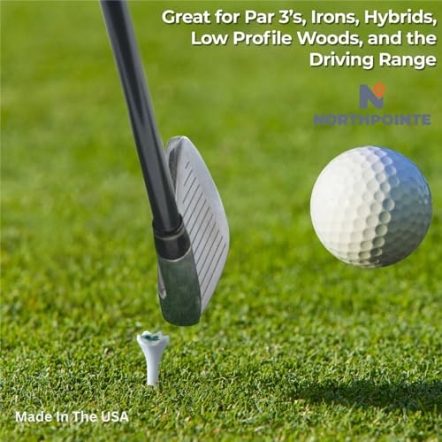 NorthPointe 1 ½” Plastic Golf Tees - Short Tees for Irons, Hybrids, Par Threes - Pack of 50 (Shamrock Variation)