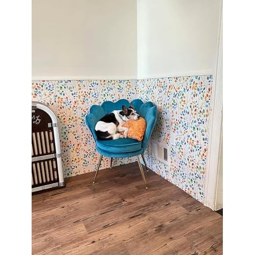 Boho Peel and Stick Floral Removable Wallpaper - Yellow/Blue Self Adhesive Wallpaper for Bedroom, Cabinet, Office - Waterproof 17.3'118'