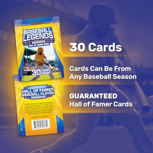 Baseball Legends Pack - 30 Trading Cards with Hall of Fame Player