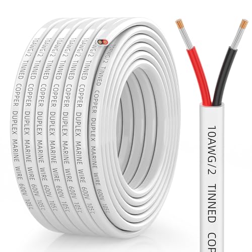 10 Gauge Marine Wire - 30FT Duplex Tinned Copper Cable