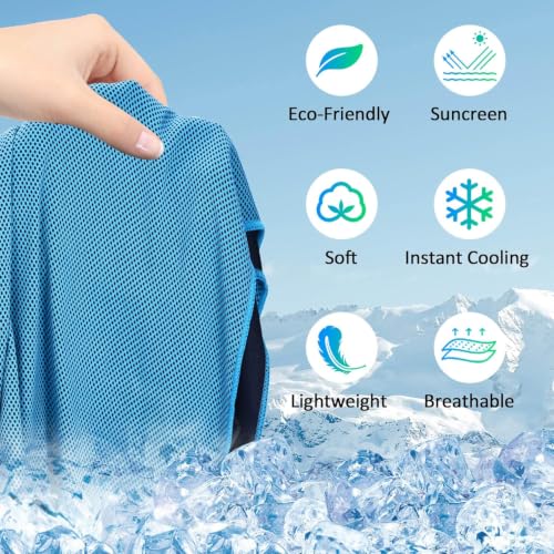 Cooling Towels 4 Pack - Neck & Face Wraps for Gym - Light Blue, Magenta, Orange, Green