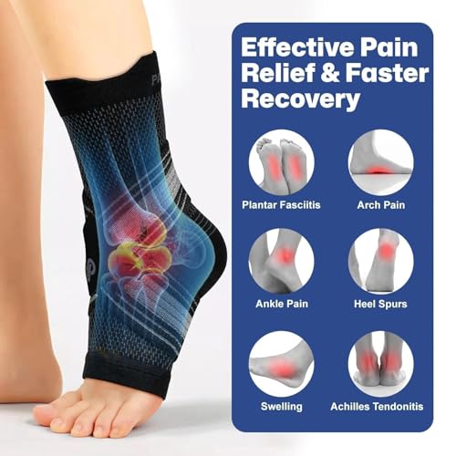 Ankle Braces for Plantar Fasciitis Relief - 2 Pairs Black, Medium