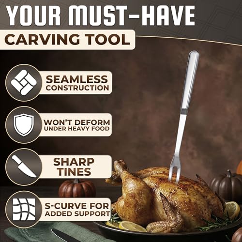 Lagarto 11-inch Carving Fork for Meat - Stainless Steel Serving & Cooking Fork, Includes 1 Pcs
