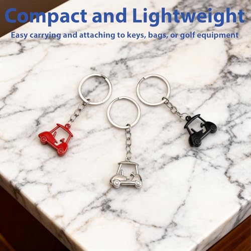 3 Pcs Metal Golf Cart Keychain Set - Durable Zinc Alloy Golf Gifts