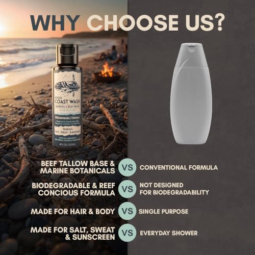 Biodegradable Shampoo & Body Wash 4oz - Beef Tallow Formula - 4 Count