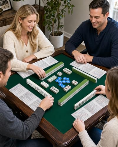 Mahjong Card Protector Sleeves Set - 4 Pack for Large Print Size