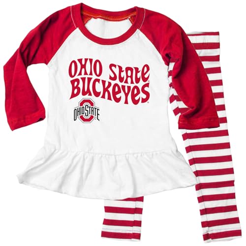 NCAA Infant Girls Ruffle Raglan Set - Ohio State Buckeyes Red