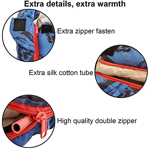 ANJ Outdoors Kid Mummy Sleeping Bag Blue for Kids up to 4'3" - 4 Season Lightweight Backpacking