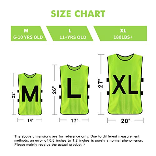 12 Pack Soccer Training Pinnies Vests for Youth & Adults