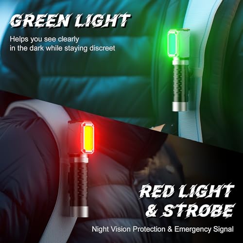 Anhay Flashlight Rechargeable 2000LM EDC Flashlight with Red Green Light 5 Modes Bright LED Flashlight Powerful Magnetic Flashlight & Mini Flash Light for Camping, Home, Hiking