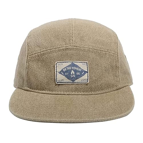 Croogo 5 Panel Flat Brim Baseball Cap Unisex Vintage Streetwear Khaki One Size