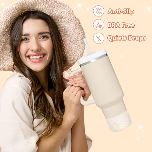 Glittering Silicone Boot for Stanley Quencher 40oz - Transparent Gold
