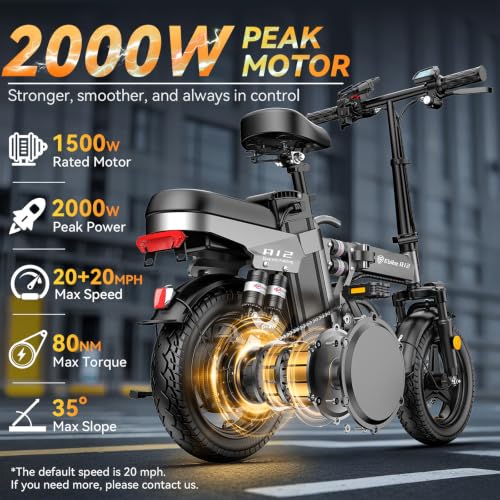 Foldable Electric Bike with 2000W Motor, 52V 25Ah Battery