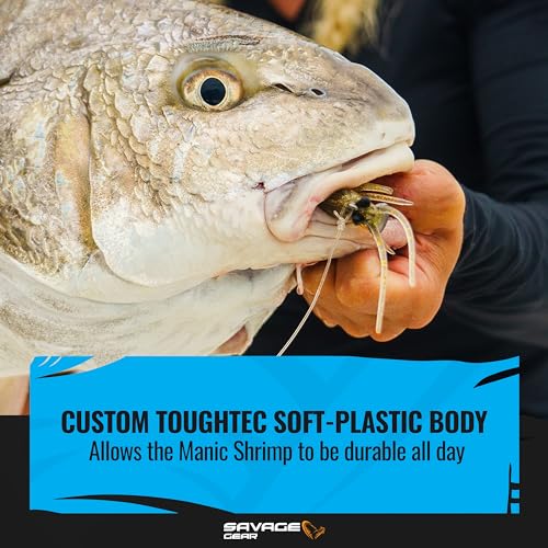 Savage Gear Manic Shrimp RTF Saltwater Lure - 3in Gold, Ultra-Realistic