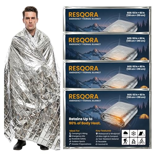 Emergency Mylar Blankets - Thermal Space Blankets 4 Pack