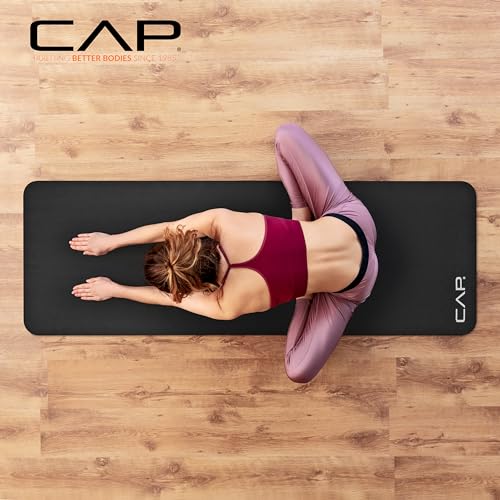 Extra Thick 1-Inch Yoga Mat with Strap - Gray