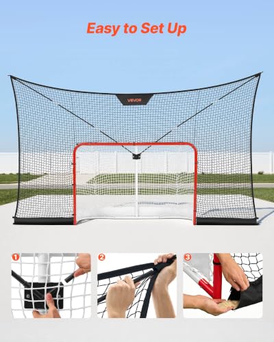 Hockey Goal with Backstop Net Set - 12x7FT Portable Training