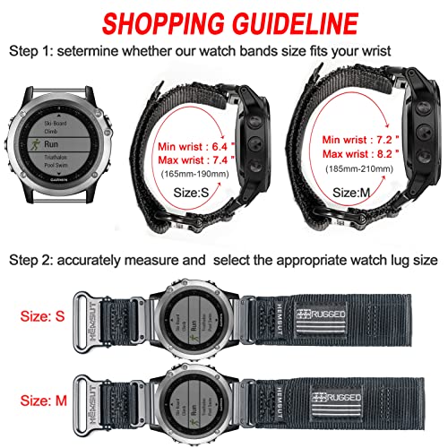 22MM Rugged Nylon Watch Band for Garmin Fenix/Forerunner - Black