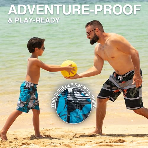 Boys' Quick Dry UPF 50+ Beach Swim Trunks - Paradise Charcoal