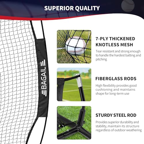 Baseball & Softball Training Net with Batting Tee - Black Strike Zone Version