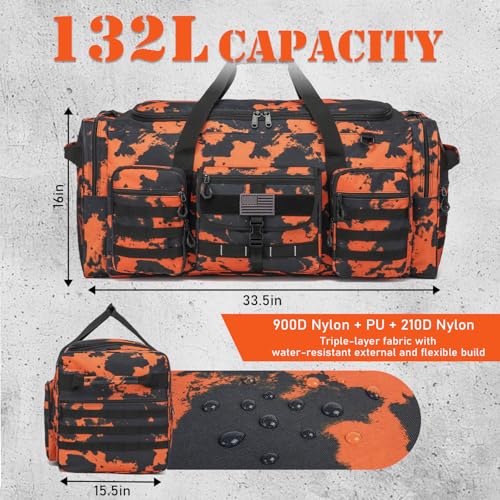 PRYXON Flame Orange 132L Heavy Duty Sports & Travel Duffle Bag