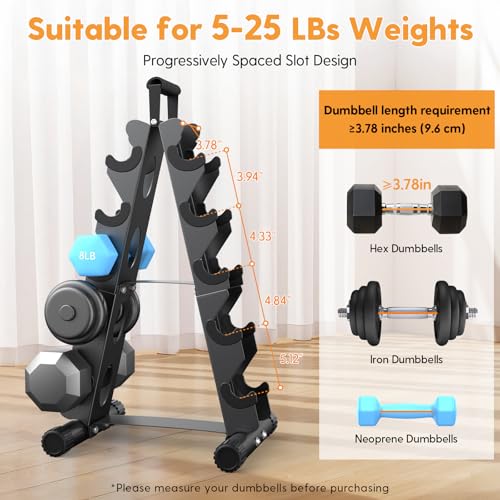 5-Tier Dumbbell Rack Stand - A-Frame Design, Black