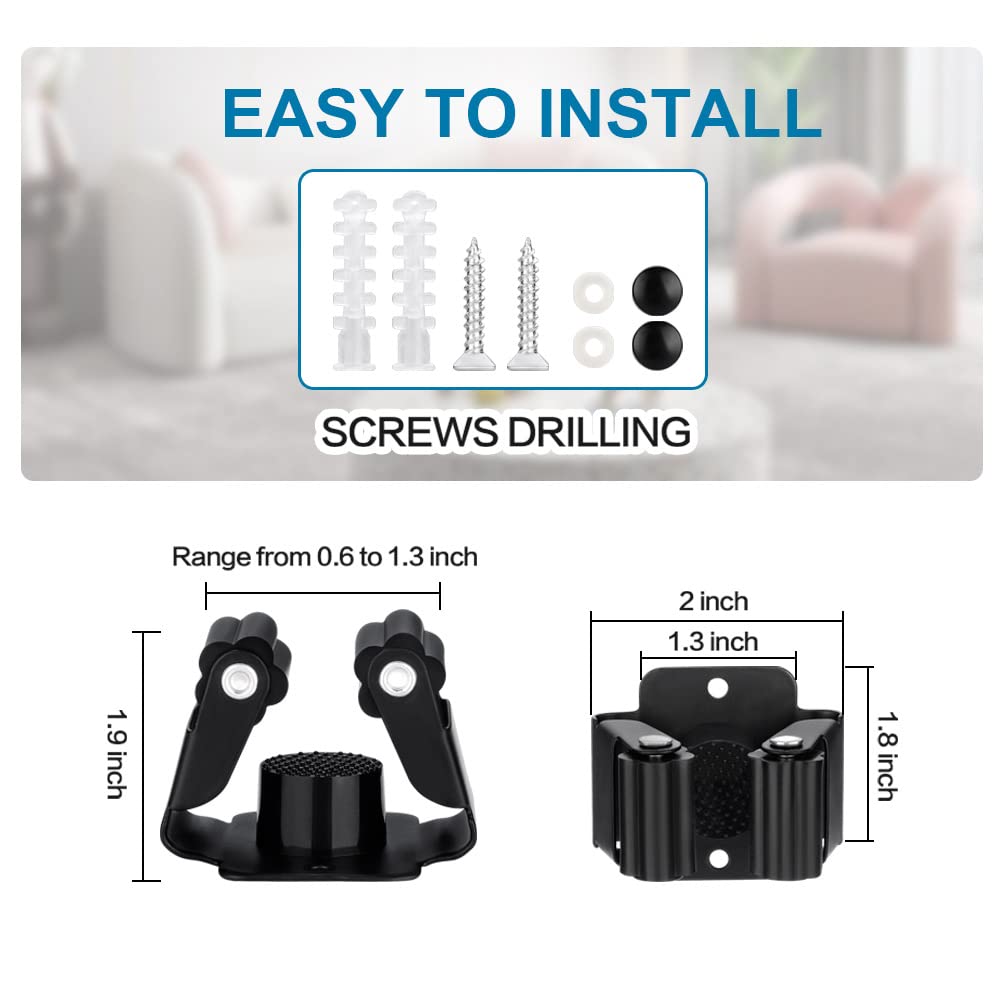 JAMEND CLXP 9PCS Broom and Mop Holder, Heavy Duty Garden Tool Organizer Rack Rake and Shovel Handle, Stainless Steel Mop Hanger. Screws for Wall Mounted. Matte Black