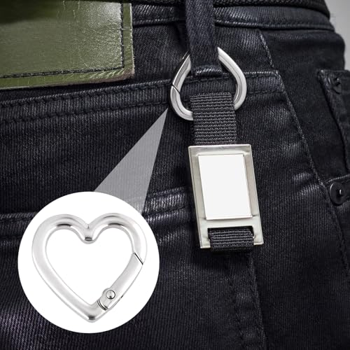 Heart Shaped Keychain Clip - 4pcs Zinc Alloy Silver Carabiner
