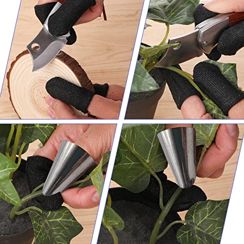 Cut-Resistant Finger Cots - 12 PCS Reusable Protectors - Black