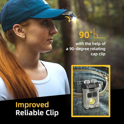 CLAKAP Rechargeable EDC Flashlight, 2Pack 1200LM Keychain Flashlight with COB Floodlight, 11 Modes Magnetic Small Flashlight 90¡ÆHead Swivels Portable Mini Pocket Light with Clip for Camping, Outdoor